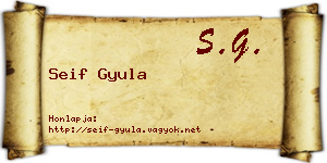 Seif Gyula névjegykártya